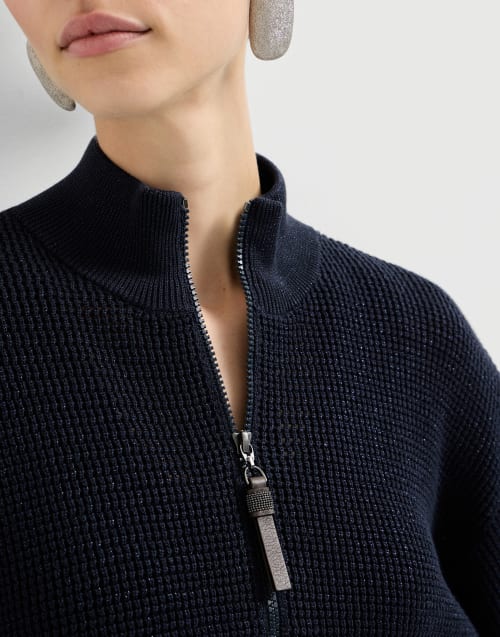 Sparkling net cardigan Blue Woman - Brunello Cucinelli