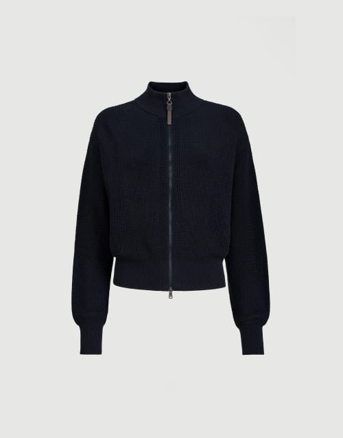 Sparkling net cardigan Blue Woman - Brunello Cucinelli