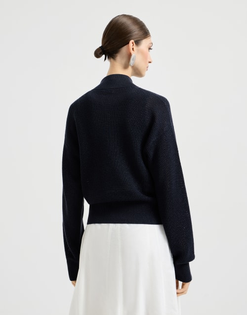 Sparkling net cardigan Blue Woman - Brunello Cucinelli