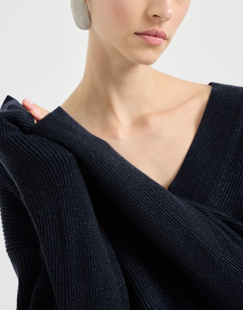 Sparkling cashmere sweater Blue Woman - Brunello Cucinelli