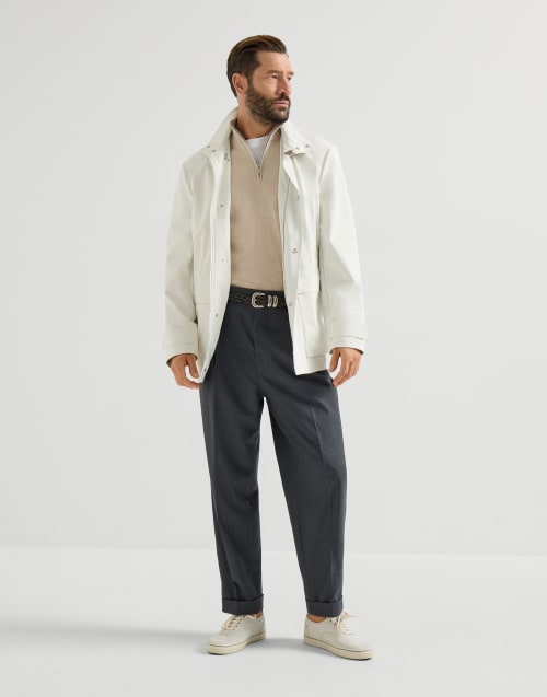 Cashmere sweater with half zip Sand Man - Brunello Cucinelli