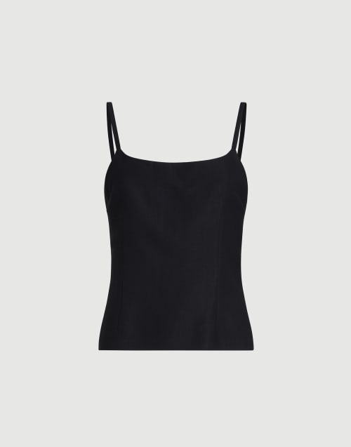 Top aus Fluid-Twill mit Monili Schwarz Damen - Brunello Cucinelli