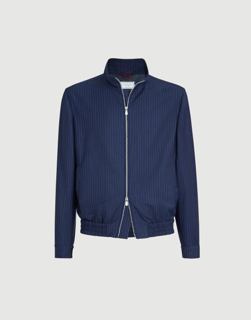 Pinstripe fresco outerwear jacket Blue Man - Brunello Cucinelli