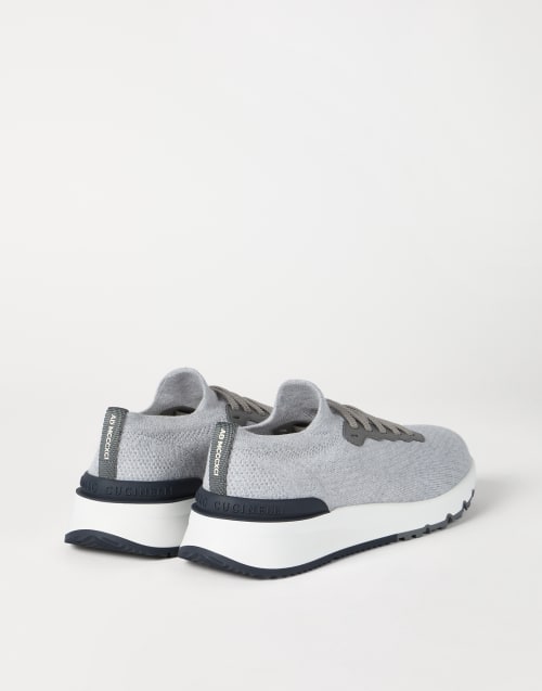 Cotton and calfskin runners Silver Man - Brunello Cucinelli