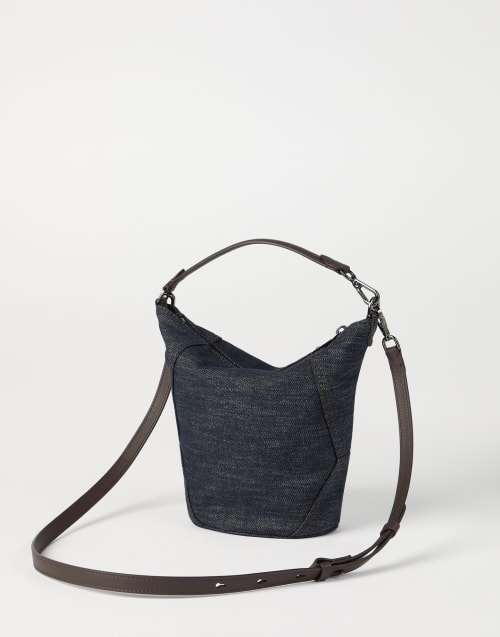 Twill BC Duo small bucket bag Dark Denim Woman - Brunello Cucinelli
