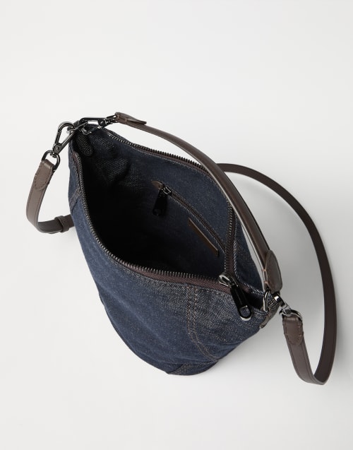 Twill BC Duo small bucket bag Dark Denim Woman - Brunello Cucinelli