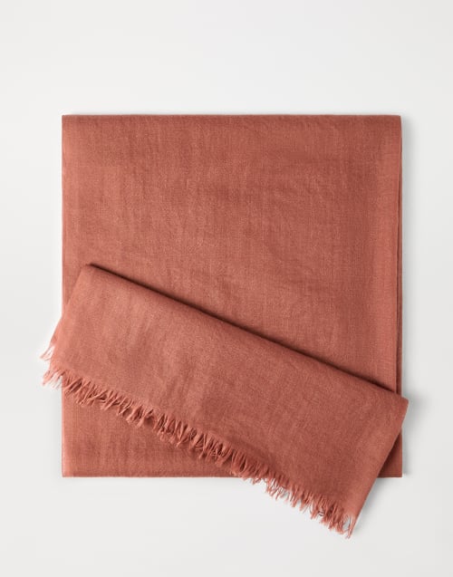 Cashmere and silk scarf Orange Woman - Brunello Cucinelli