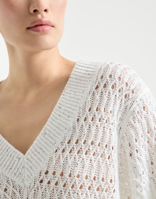 Dazzling braids sweater White Woman - Brunello Cucinelli