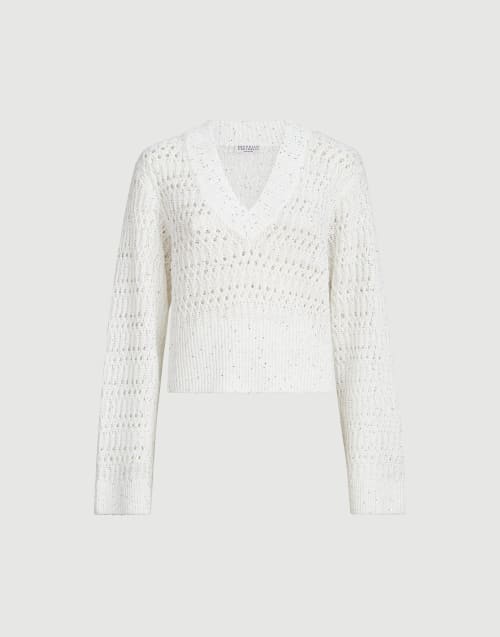 Dazzling braids sweater White Woman - Brunello Cucinelli