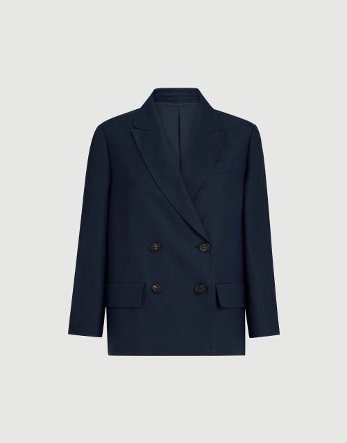 Blazer en sarga Fluid Azul Mujer - Brunello Cucinelli