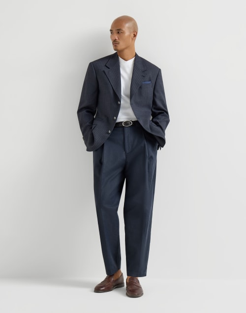 Camiseta cuello de pico en punto de algodón Blanco Hombre - Brunello Cucinelli