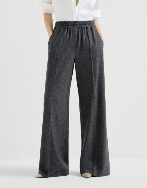 Cashmere jersey trousers Anthracite Woman - Brunello Cucinelli