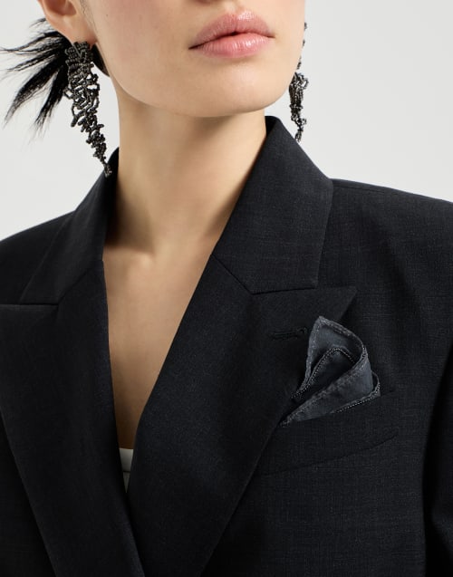 Blazer with monili Lignite Grey Woman - Brunello Cucinelli