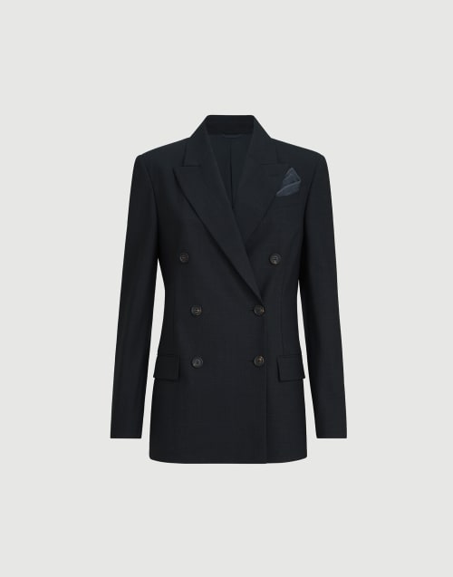 Blazer with monili Lignite Grey Woman - Brunello Cucinelli