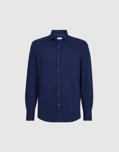 Chemise en piqué Bleu Marine Homme - Brunello Cucinelli