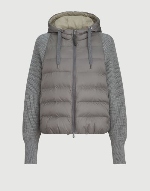 Nylon hooded down jacket Grey Woman - Brunello Cucinelli
