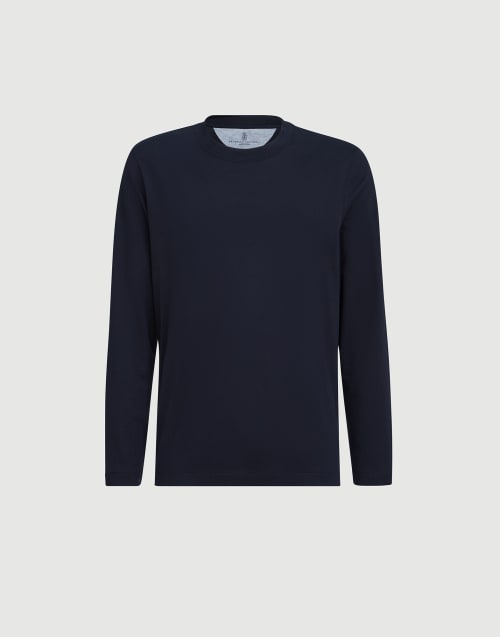 Cotton jersey T-shirt Navy Blue Man - Brunello Cucinelli