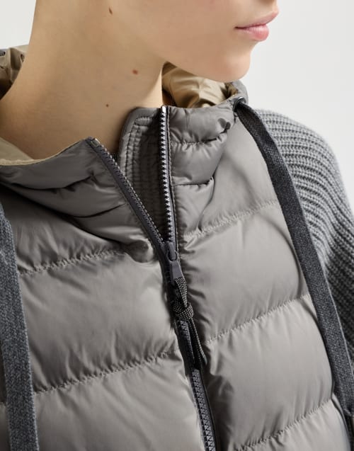 Plumífero de nailon con capucha Gris Mujer - Brunello Cucinelli