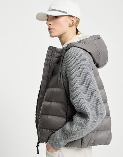 Nylon hooded down jacket Grey Woman - Brunello Cucinelli