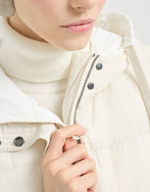Piumino senza maniche in nylon Latte Donna - Brunello Cucinelli