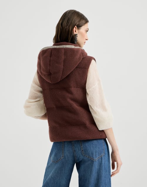 Doudoune sans manches en maille Bordeaux Femme - Brunello Cucinelli
