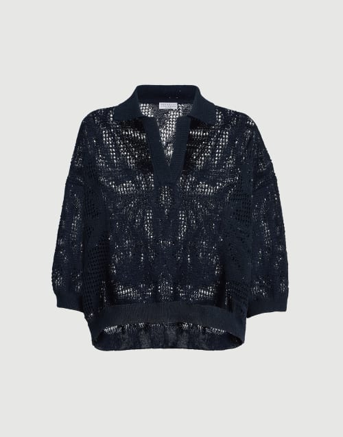 Dazzling water lilies polo Blue Woman - Brunello Cucinelli