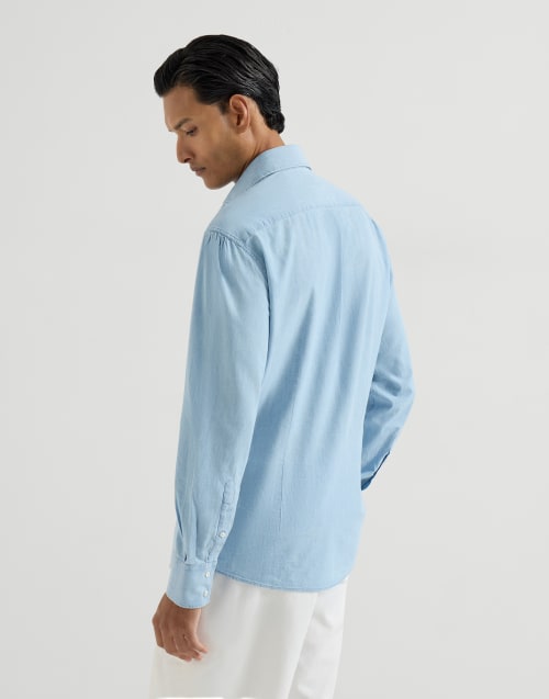 Chambray shirt Light Denim Man - Brunello Cucinelli