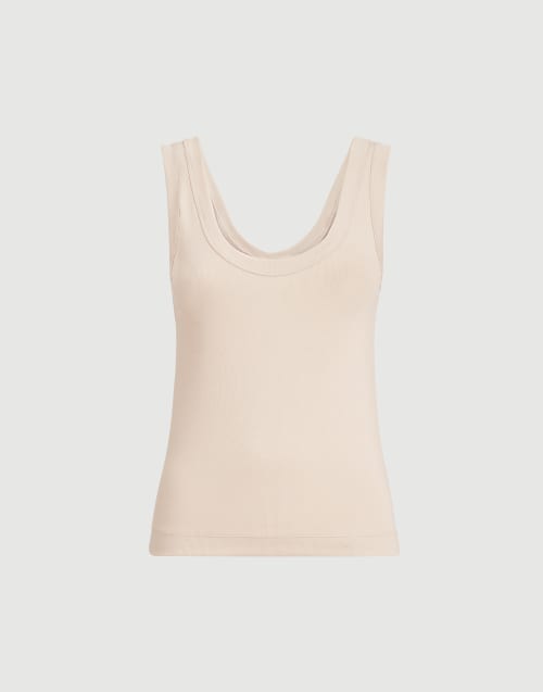 Top aus Rippenjersey Kaltes Beige Damen - Brunello Cucinelli