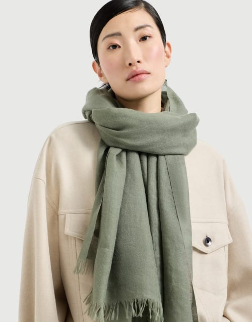 Cashmere and silk scarf Green Woman - Brunello Cucinelli
