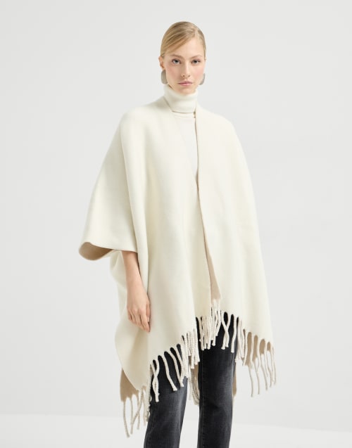 Poncho en punto doble de lana y cachemir Panamá Mujer - Brunello Cucinelli