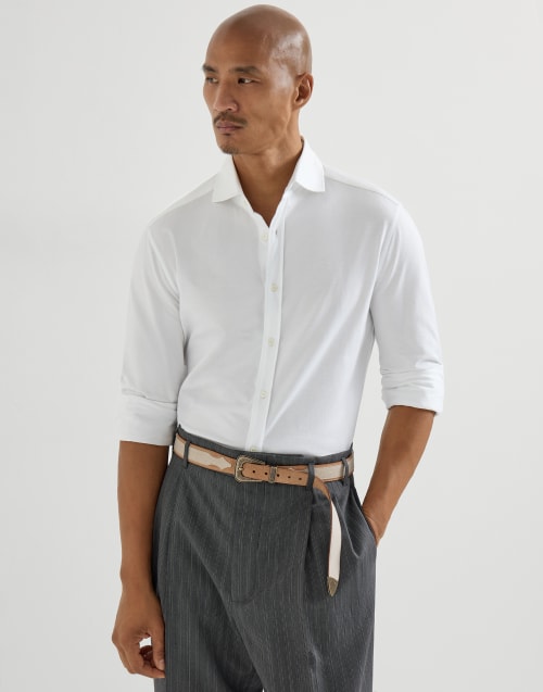 Camisa de piqué Blanco Hombre - Brunello Cucinelli