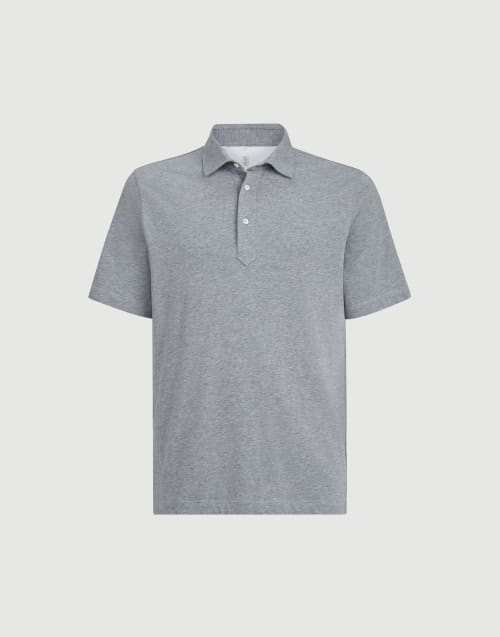 Polo con cuello camisa Gris Medio Hombre - Brunello Cucinelli