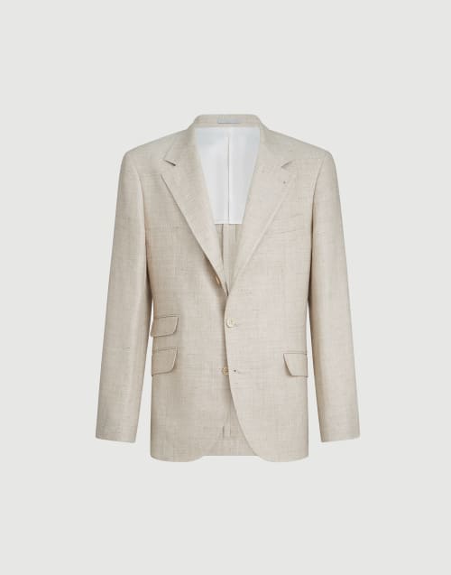 Veste déstructurée en hopsack Sable Homme - Brunello Cucinelli
