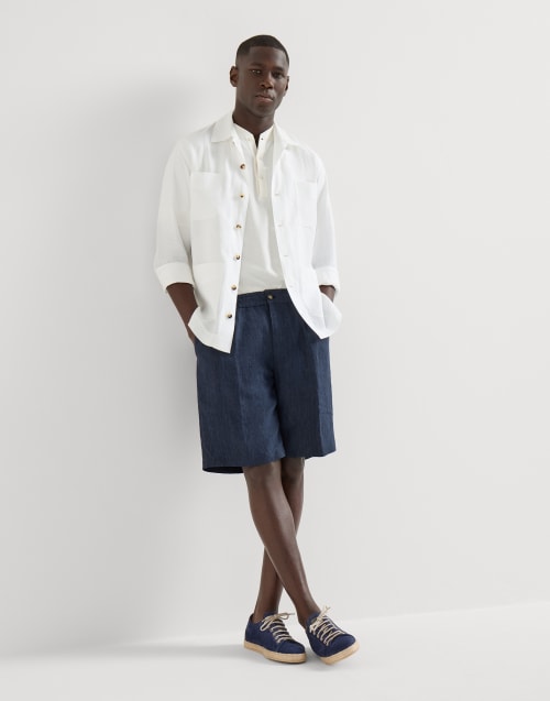 Reversed calfskin Derbies Avio Blue Man - Brunello Cucinelli