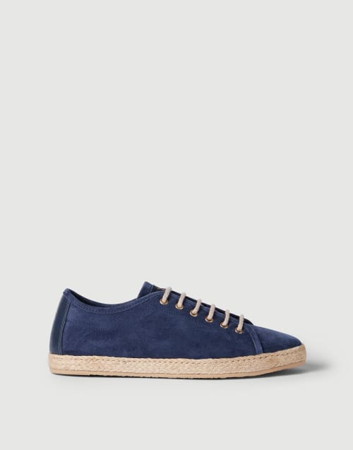 Reversed calfskin Derbies Avio Blue Man - Brunello Cucinelli