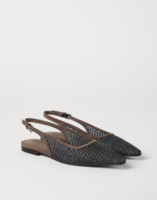 Flat Slingback in camoscio Marrone Donna - Brunello Cucinelli