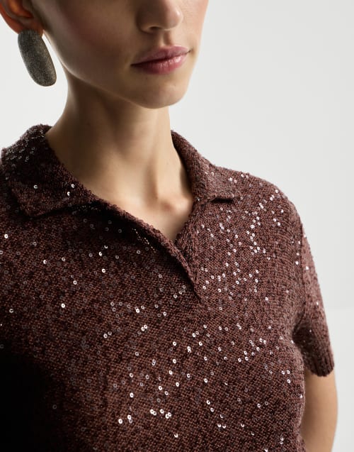 Polo Dazzling Texture Burdeos Mujer - Brunello Cucinelli