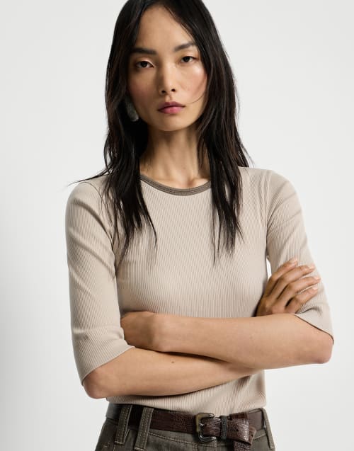 リブジャージー トップ ライトベージュ レディース - Brunello Cucinelli