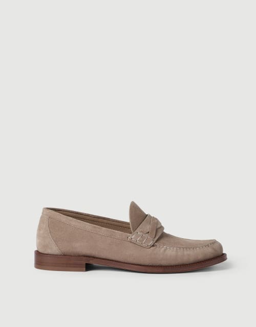 Suede loafers Taupe Smoke Man - Brunello Cucinelli