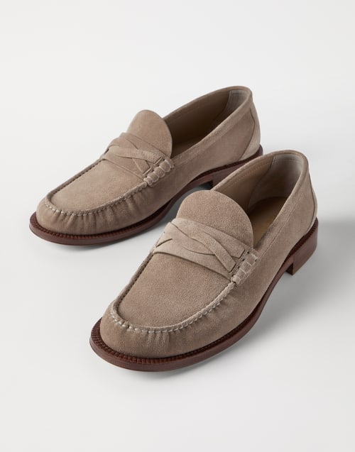 Suede loafers Taupe Smoke Man - Brunello Cucinelli