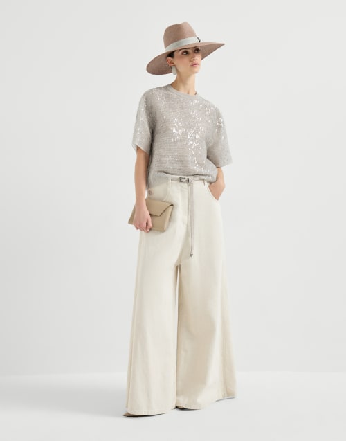 Wide sailor trousers Ecru Woman - Brunello Cucinelli