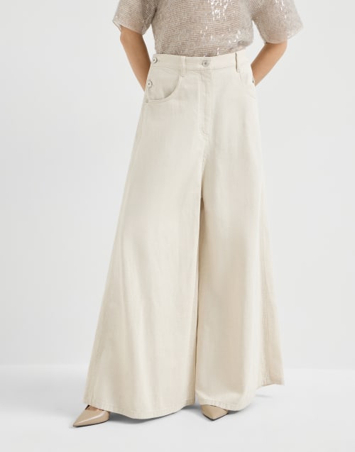Wide sailor trousers Ecru Woman - Brunello Cucinelli