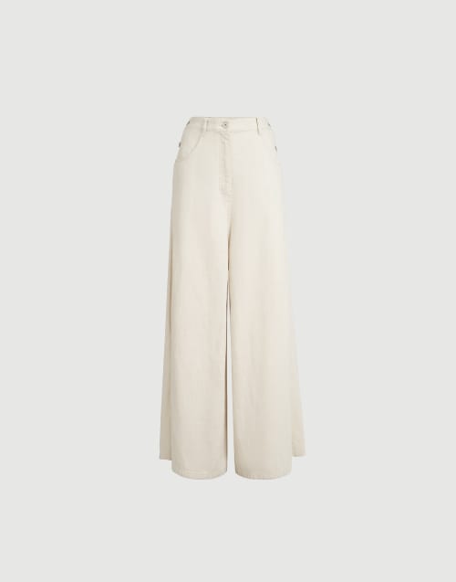 Wide sailor trousers Ecru Woman - Brunello Cucinelli