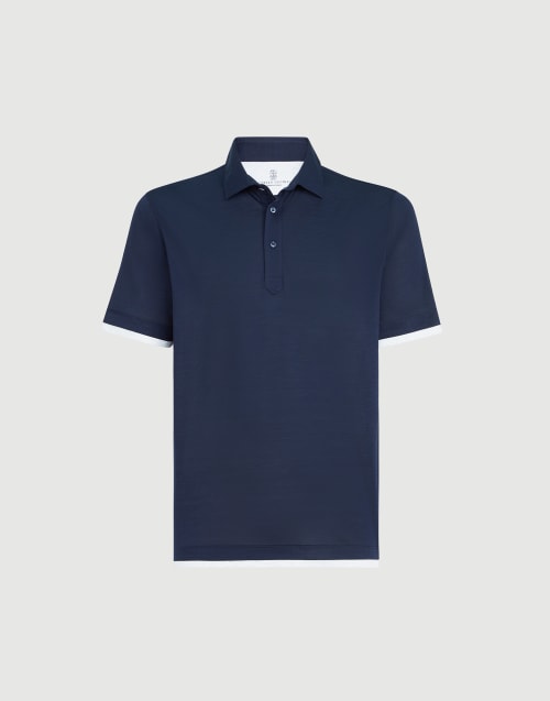 Polo with shirt collar Blue Man - Brunello Cucinelli