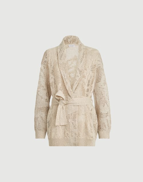 Dazzling water lilies cardigan Beige Woman - Brunello Cucinelli