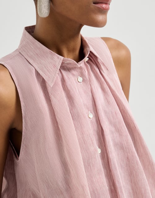 Striped organza shirt Pink Woman - Brunello Cucinelli