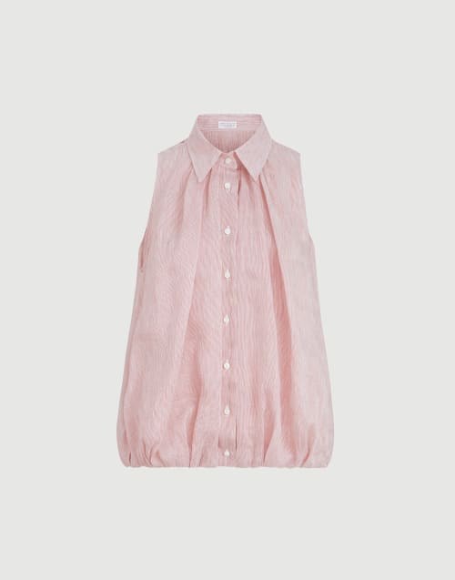 Striped organza shirt Pink Woman - Brunello Cucinelli
