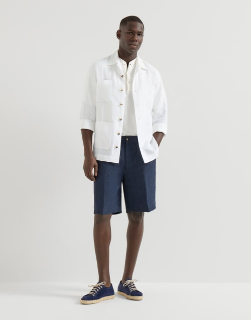 Linen guayabera White Man - Brunello Cucinelli