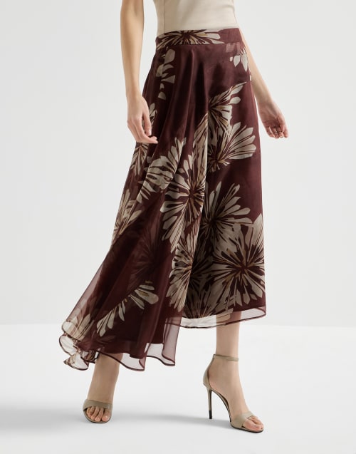 ブルームプリント フルイドスカート ボルドー レディース - Brunello Cucinelli