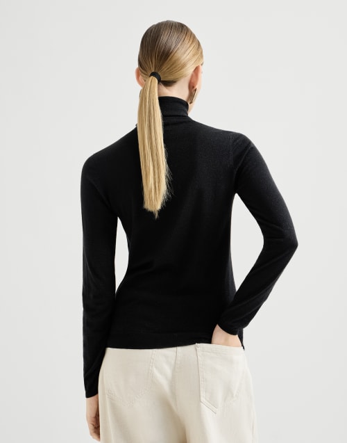 Cashmere and silk Sparkling sweater Black Woman - Brunello Cucinelli